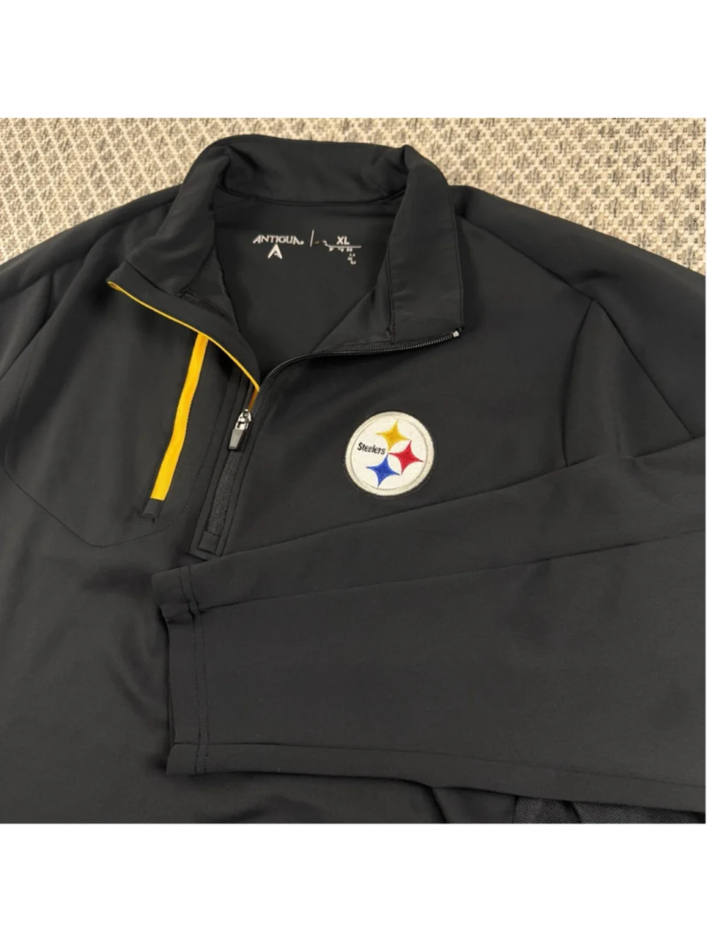 Antigua Pittsburgh Steelers Quarter Zip Pullover Jacket Black XL NFL Golf - Picture 3 of 10